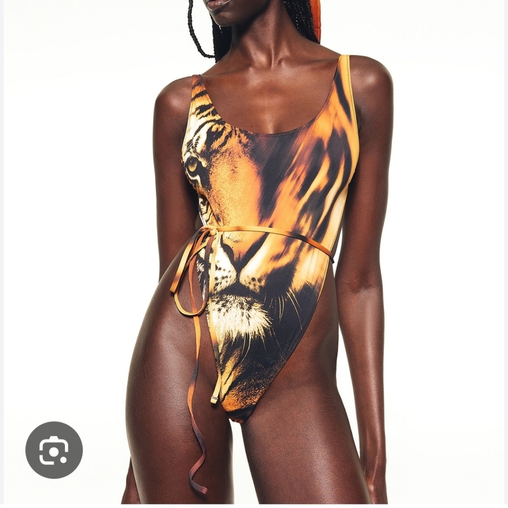 ROBERTO CAVALLI X SKIMS TIE WAIST ONE PIECE | TIGER FACE Brand New With Tag